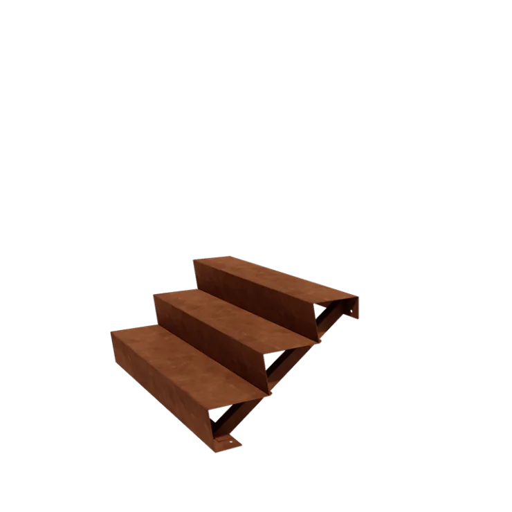 Cortenstahl Außentreppe - 3-Stufige - 72 x 120 x 51 cm