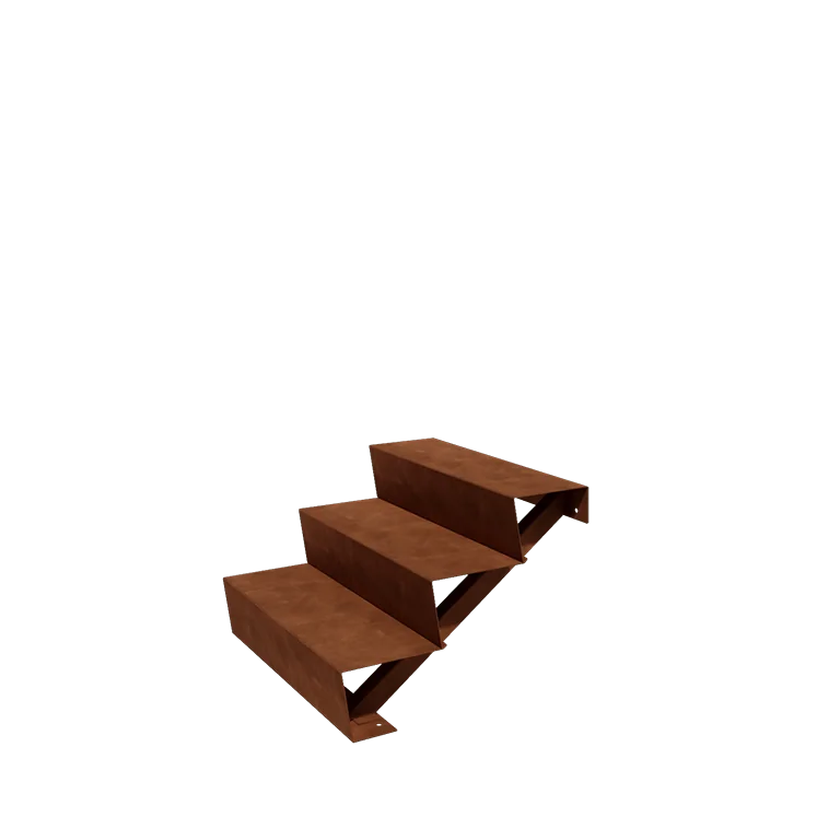 Cortenstahl Außentreppe - 3-Stufige - 72 x 80 x 51 cm