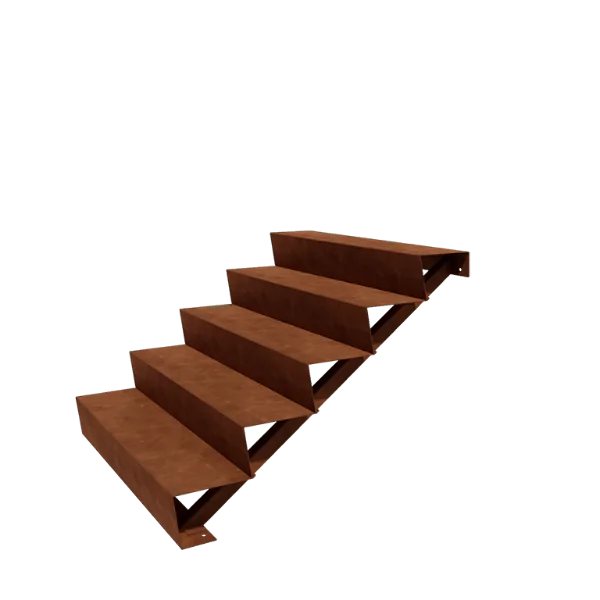 Cortenstahl Außentreppe - 5-Stufige - 120 x 120 x 85 cm
