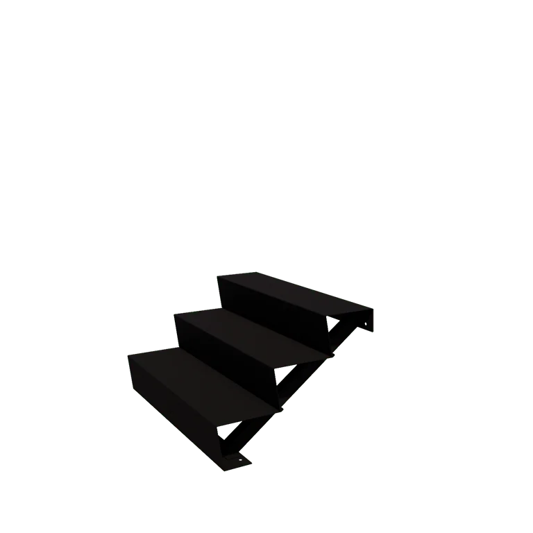 Außentreppe aus Stahl - 3-Stufige - 72 x 100 x 51 cm - RAL9005 matte (schwarz)