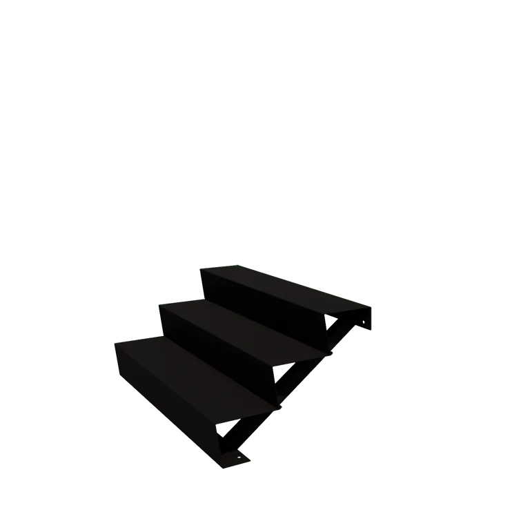 Außentreppe aus Stahl - 3-Stufige - 72 x 120 x 51 cm - RAL9005 matte (schwarz)