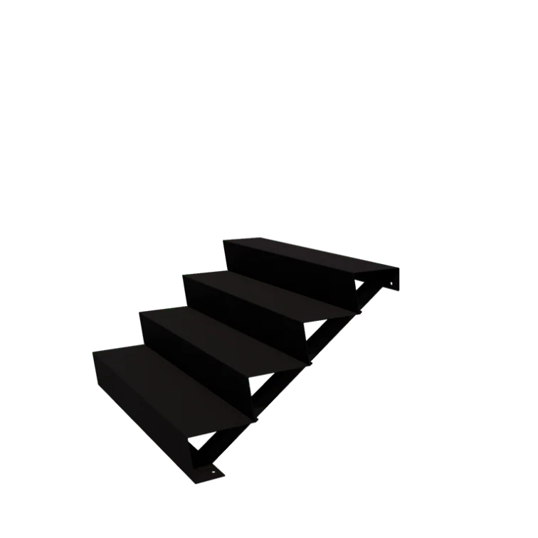 Außentreppe aus Stahl - 4-Stufige - 96 x 120 x 68 cm - RAL9005 matte (schwarz)
