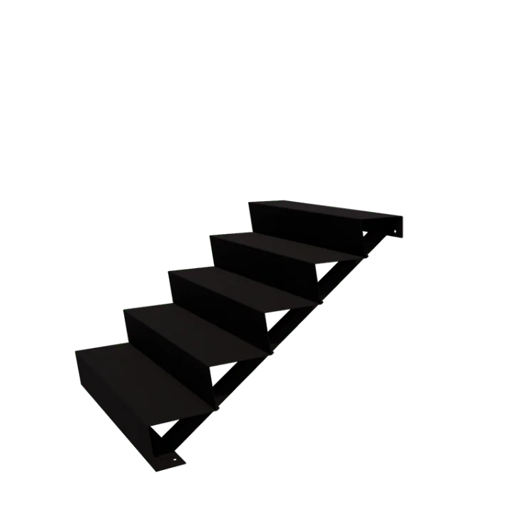 Außentreppe aus Stahl - 5-Stufige - 120 x 100 x 85 cm - RAL9005 matte (schwarz)