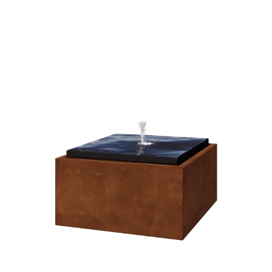 Cortenstahl Wassertisch - Orin - 80 x 80 x 40 cm - Ohne LED-Beleuchtung