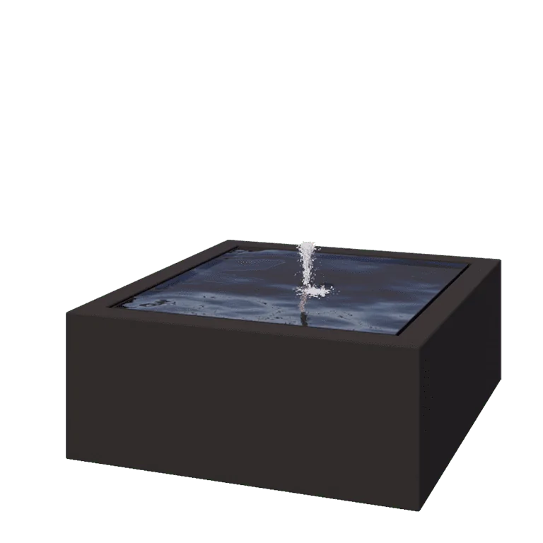 Wassertisch aus Aluminium - Lyra - 100 x 100 x 40 cm - RAL9005 matte (schwarz) - Mit LED-Beleuchtung