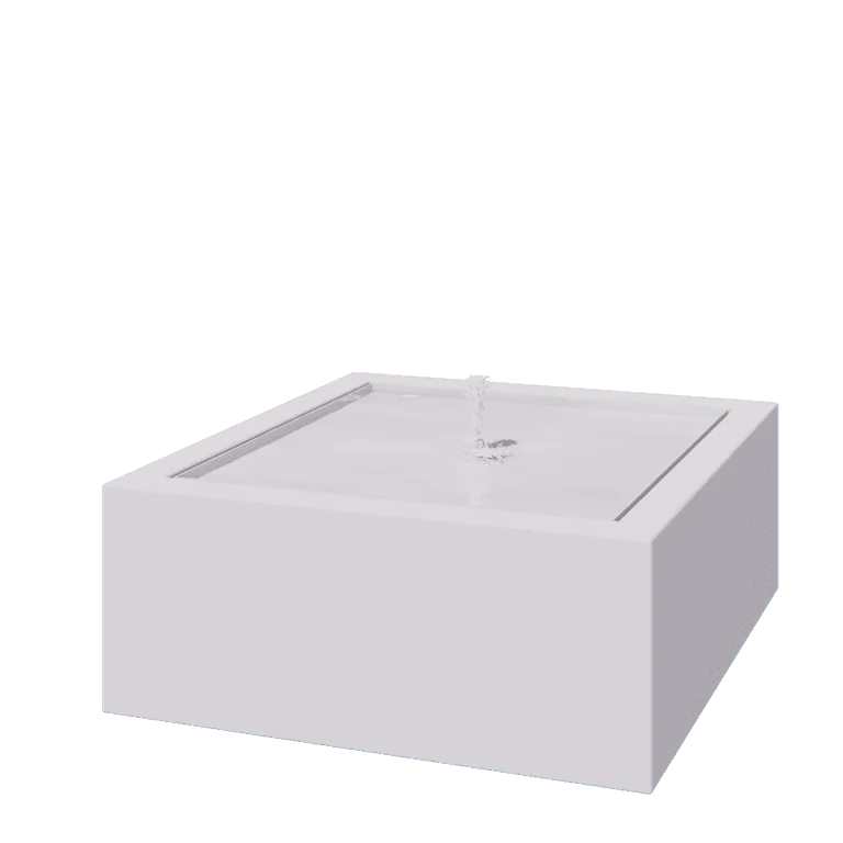 Wassertisch aus Aluminium - Lyra - 100 x 100 x 40 cm - RAL9010 matte (weiß) - Mit LED-Beleuchtung