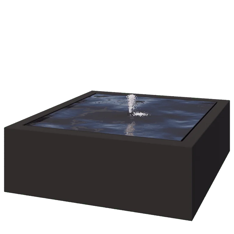 Wassertisch aus Aluminium - Lyra - 120 x 120 x 40 cm - RAL9005 matte (schwarz) - Mit LED-Beleuchtung