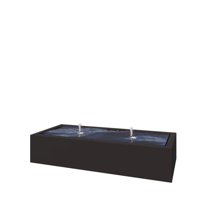 Wassertisch aus Aluminium - Lyra - 200 x 80 x 40 cm - RAL9005 matte (schwarz) - Mit LED-Beleuchtung