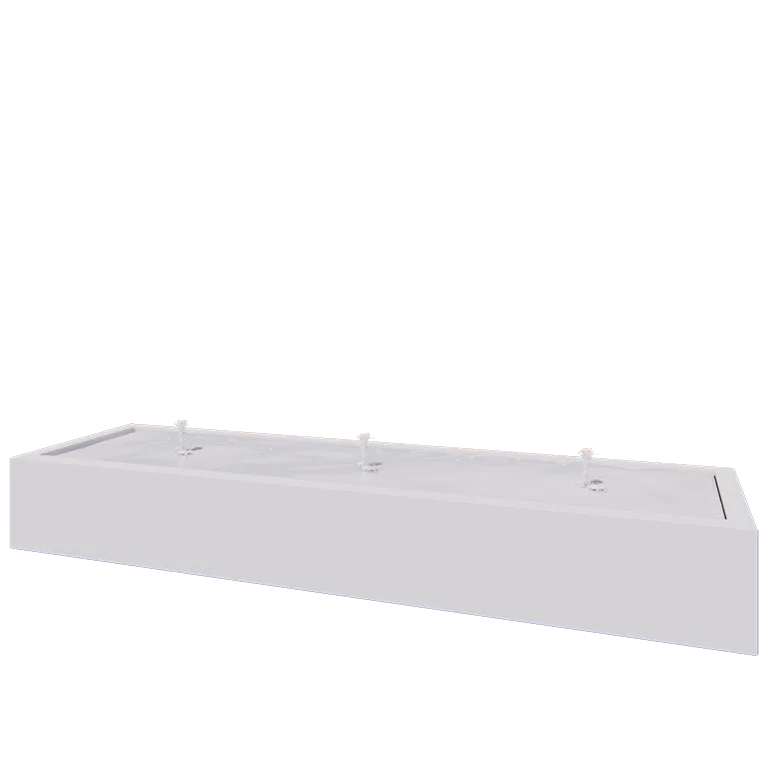 Wassertisch aus Aluminium - Lyra - 300 x 80 x 40 cm - RAL9010 matte (weiß) - Mit LED-Beleuchtung