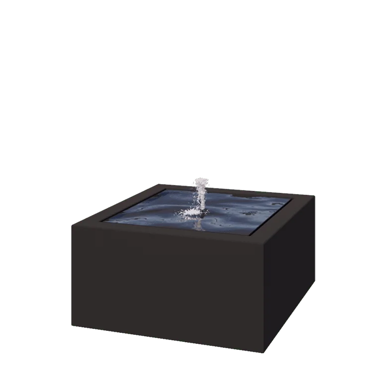 Wassertisch aus Aluminium - Lyra - 80 x 80 x 40 cm - RAL9005 matte (schwarz) - Mit LED-Beleuchtung