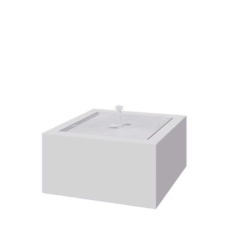 Wassertisch aus Aluminium - Lyra - 80 x 80 x 40 cm - RAL9010 matte (weiß) - Mit LED-Beleuchtung