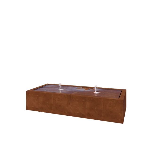 Cortenstahl Wassertisch - Lyra - 200 x 80 x 40 cm - Mit LED-Beleuchtung