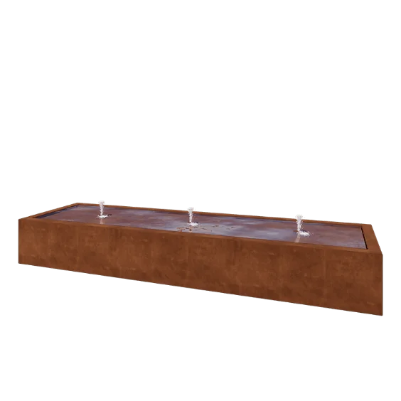 Cortenstahl Wassertisch - Lyra - 300 x 80 x 40 cm - Ohne LED-Beleuchtung
